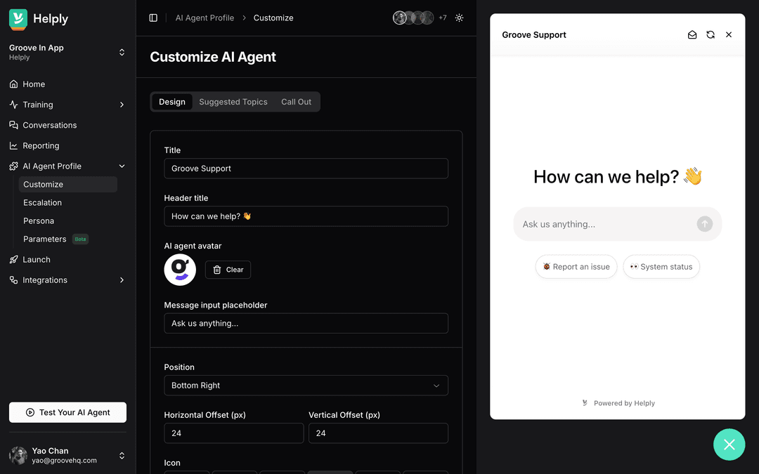 AI Agent interface demonstration