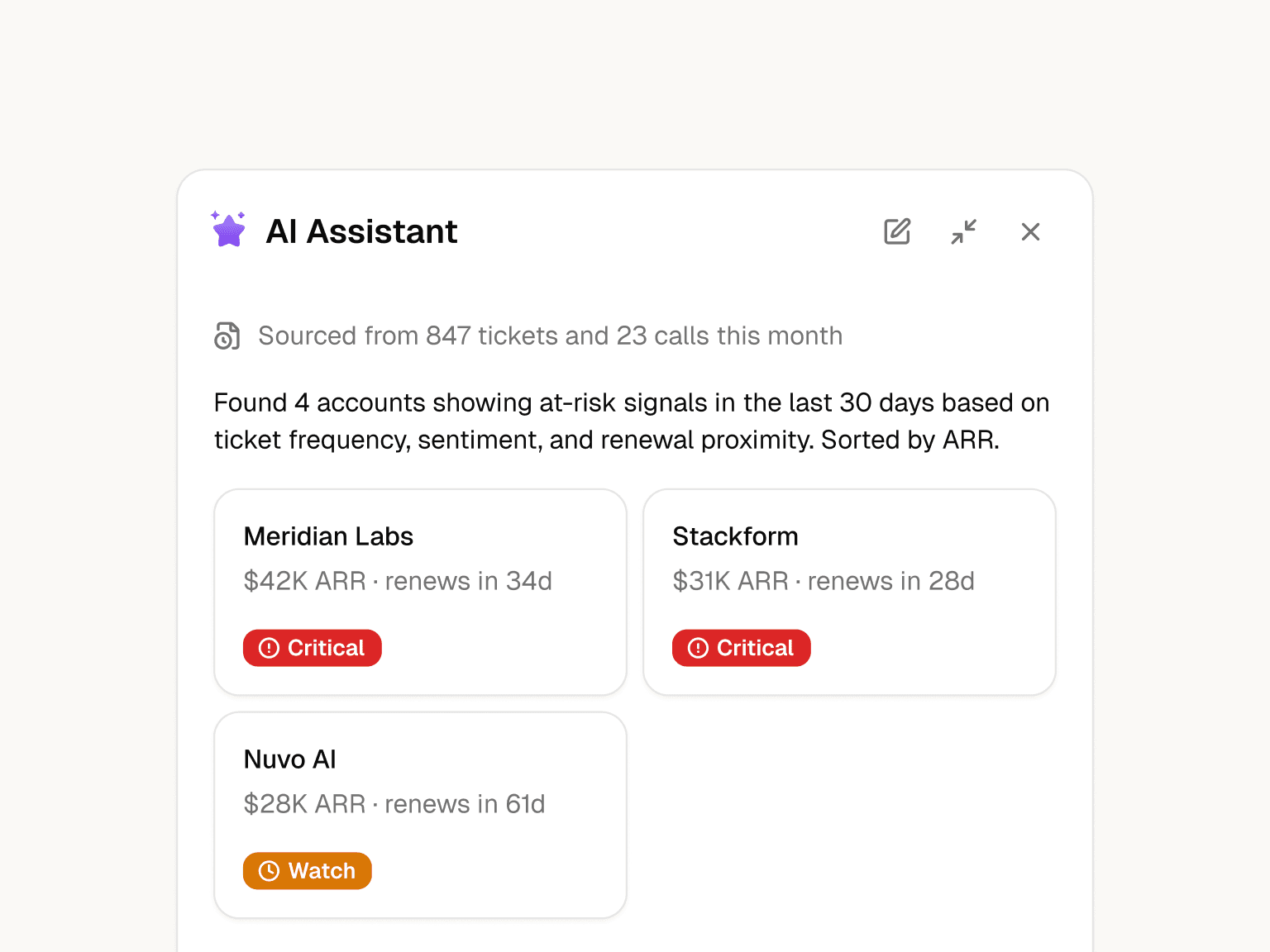 Account context the AI actually uses. screenshot