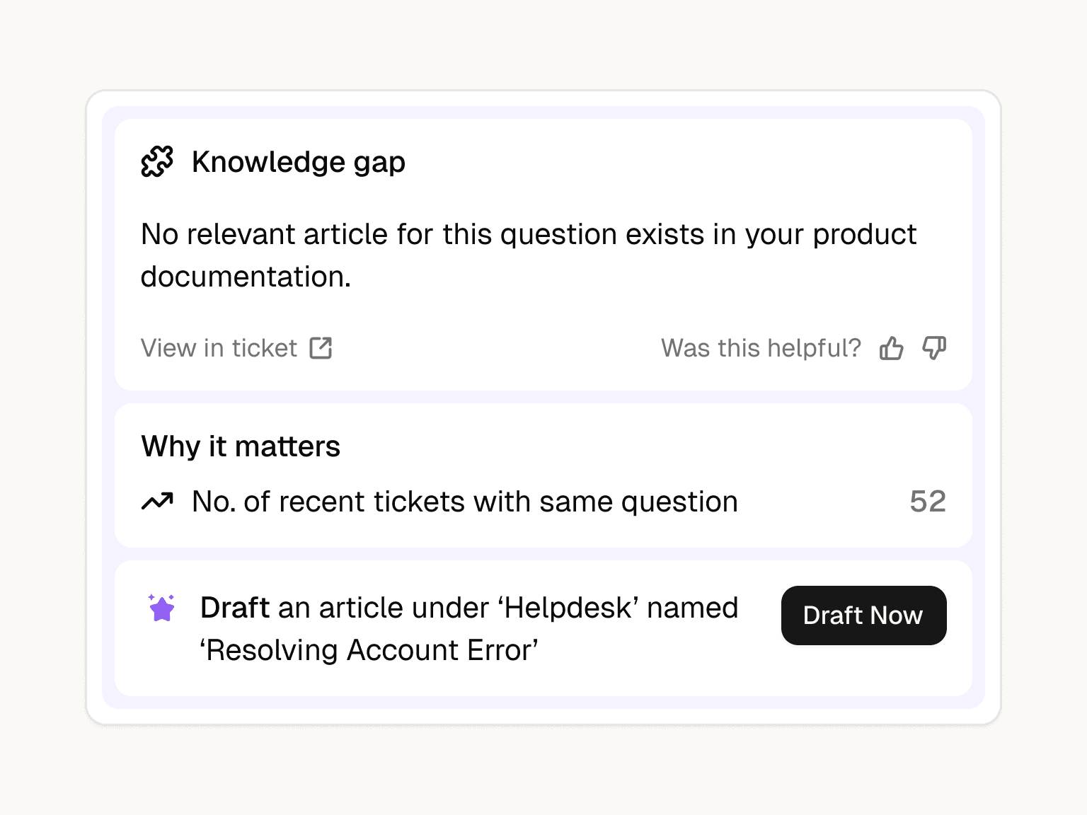 Click “Draft” and Helply writes the article screenshot